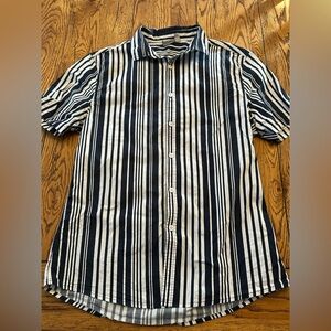 Boys size 10/12 bottom done navy/white shirt